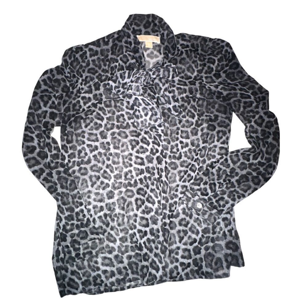 Michael Kors Cheetah Small Front tie blouse